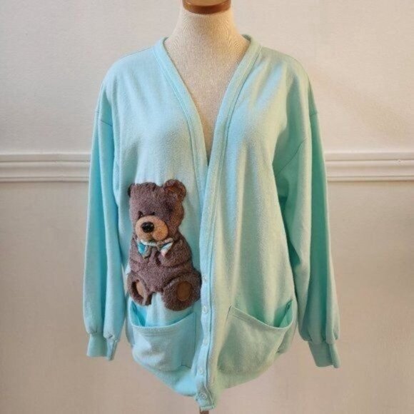 Womens A1ASportWear cardigan with cute Tedy Bear, Size L/XL - Picture 3 of 14